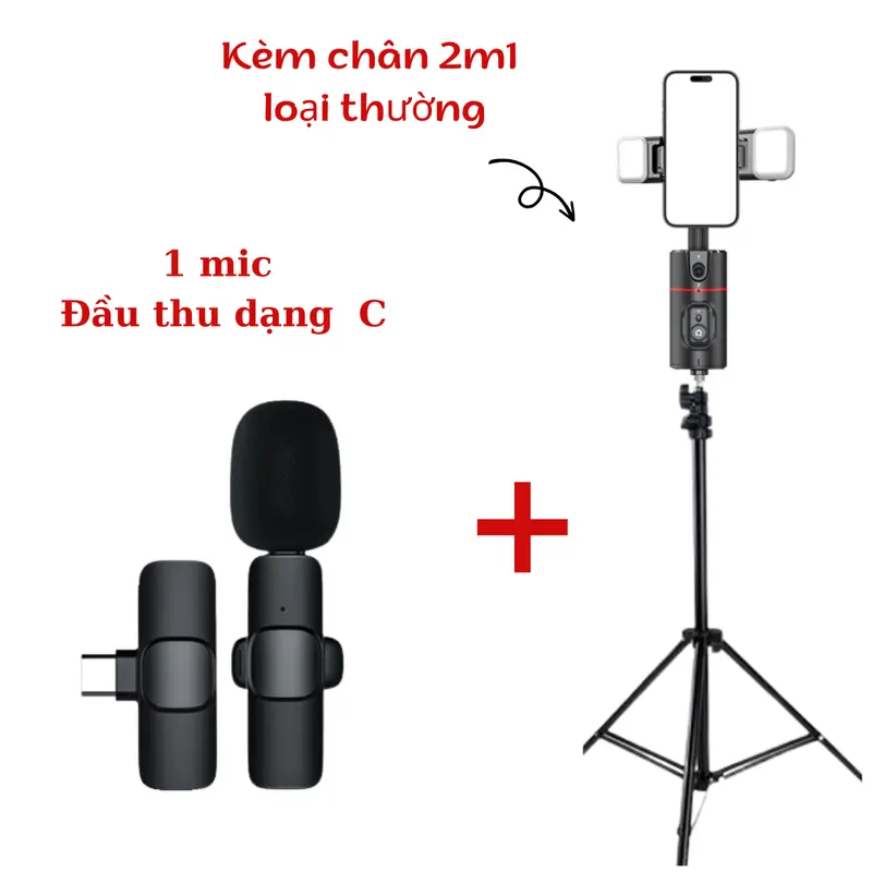 [MUA 1 COMBO - Tặng 2 Đèn Led] Combo Gimbal Điện Thoại P02 HADAPLUS  Và Micro Thu Âm K9 HADAPLUS Hỗ Trợ Quay Video Tiện Lợi Kèm Remote Điều Khiển - Selfie, Phụ Kiện 7