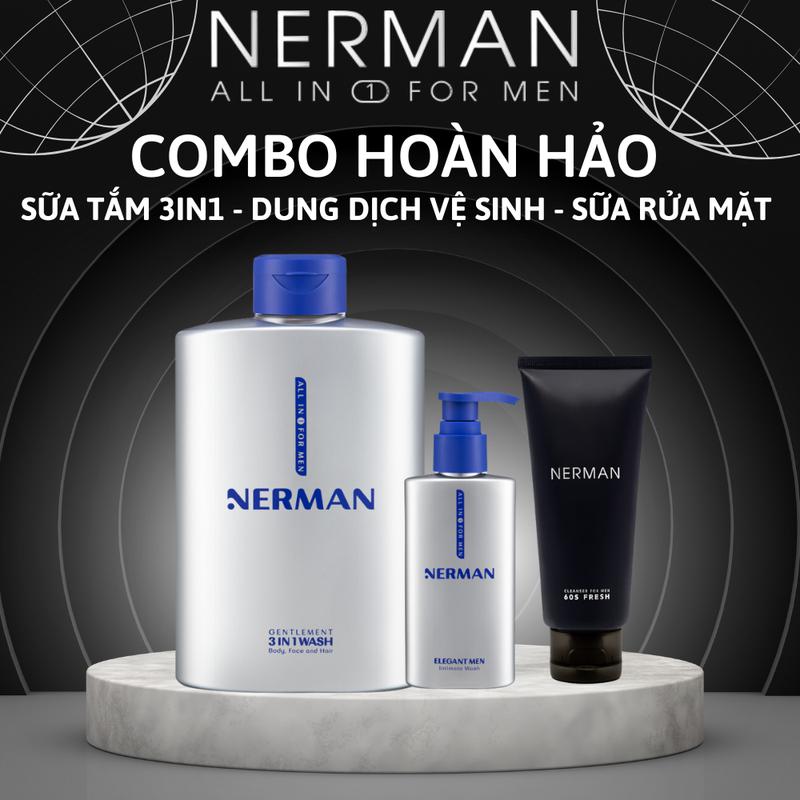 Combo sữa tắm nam 3in1 Nerman 350ml và sữa rửa mặt nam Nerma - TikTok ...