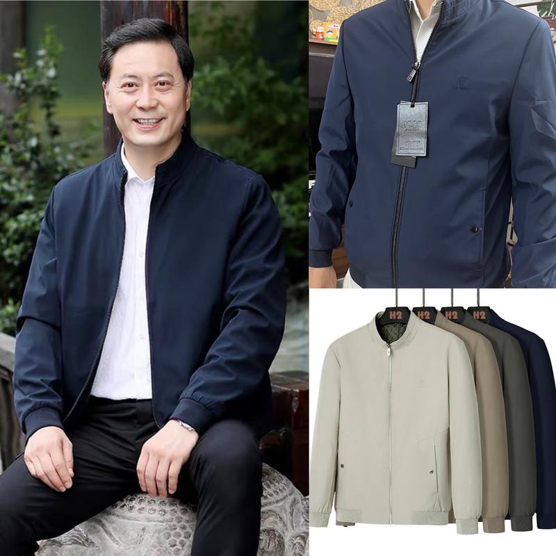 Product Introduction of Áo Khoác Nam Trung Niên Trung Tuổi Quảng Châu Cao Cấp Cô Tầu Lót Nhung, Lót Lụa Menswear Tay Dài Jacket Cổ Cao 3