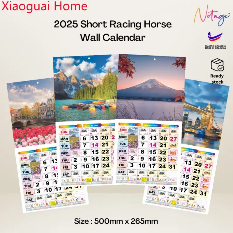 Xiaoguai Home 10" Horse Calendar 2025 Large Wall Racing Hanging Kalendar Kuda Hand Tear Traditional School state holiday 0  Tepat Murah Tembok Baru