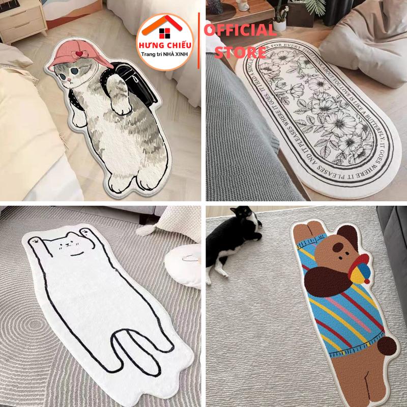 Thảm chân giường lông cừu 50x120cm mềm mịn, decor phòng ngủ - Hưng Chiếu.