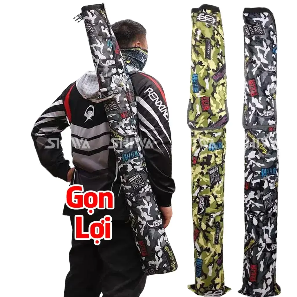 Túi Đựng Cần Câu Cá Rằn Ri SIZE 130CM 2 NGĂN PHỤ Gấn Gọn Tiện Lợi - Túi Đựng Cần Câu Tay, Câu Đài Chất Liệu Vải Chống Thấm Nước PHỤ KIỆN ĐỒ CÂU SHIWA Bag Túi Thể Thao
