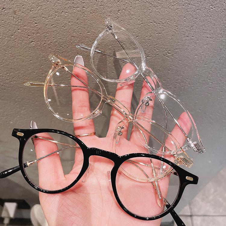 Gọng kính cận mắt kính không độ nam nữ gọng tròn chống tia UV và ánh sáng xanh phong cách Hàn Quốc lắp được mắt cận 154