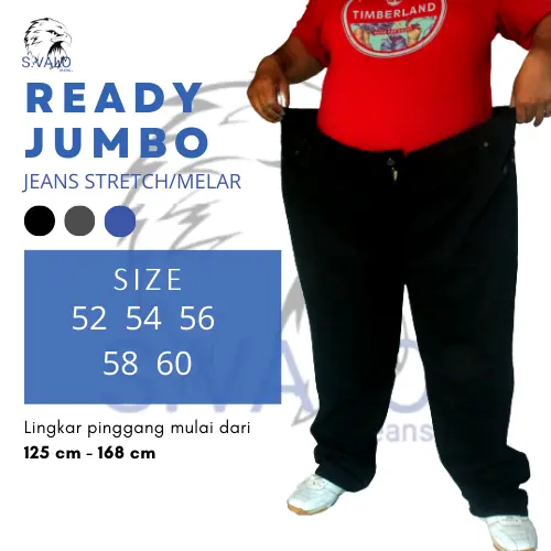Jeans Pria Super Jumbo Stretch Melar size 52 - 60 jeans