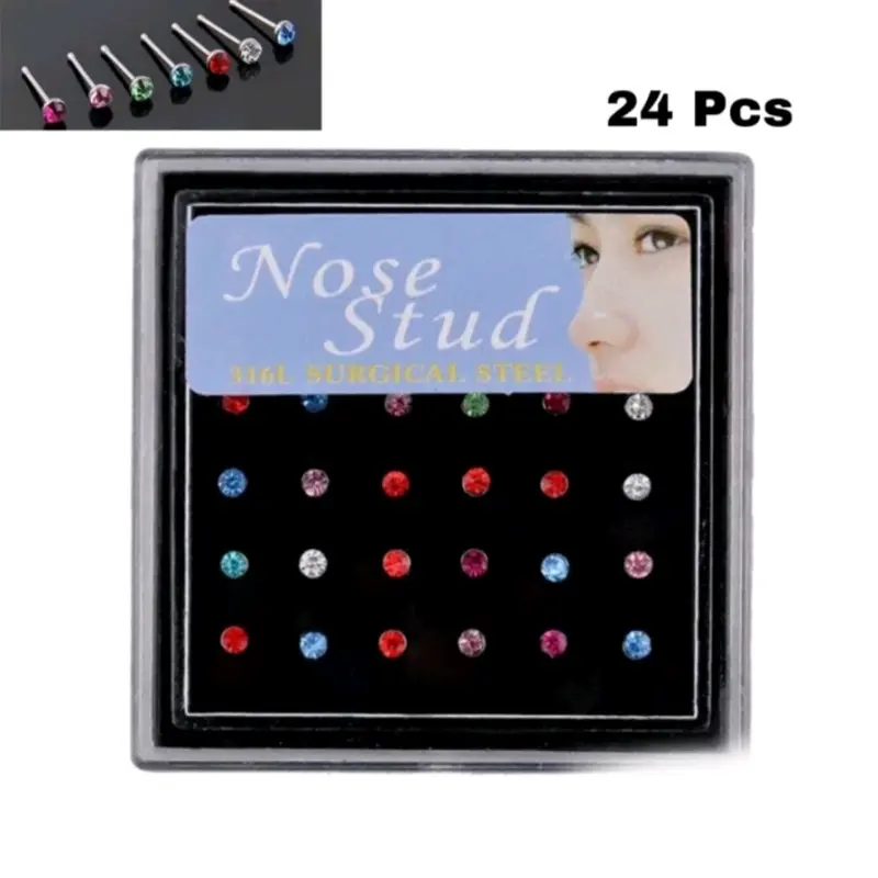 1 Box Anting Tindik Hidung Permata 1,5 mm bahan titanium ( A. box) 1
