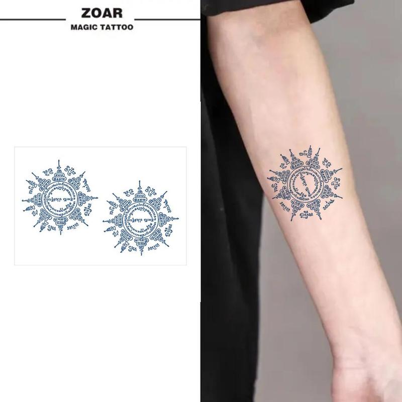 Product Introduction of SemiPermanent Thailand Tattoo Waterproof Spike Juice Herbal Stickers with Star Scripture Buddha B1Z5 42