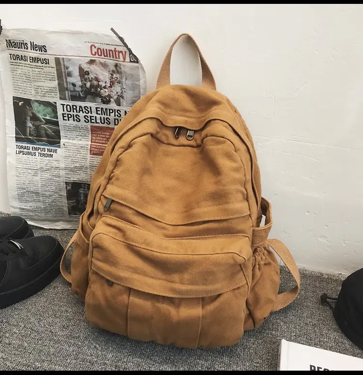 Tas Ransel Kanvas Polos Hojo Unisex Korean canvas backpack Import sekolah kuliah remaja perempuan ulzzang