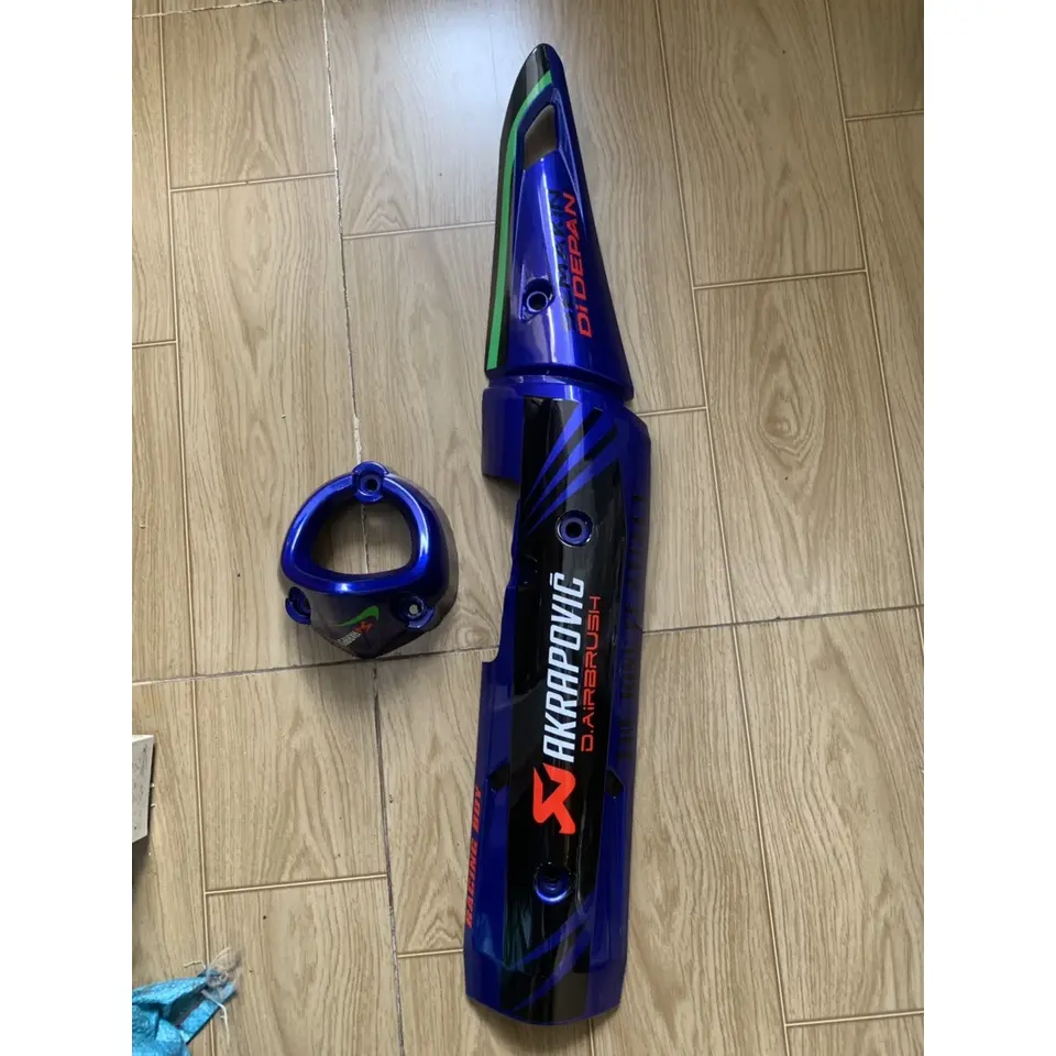 Ốp pô và chụp đích pô xe exciter 150 màu xanh đen