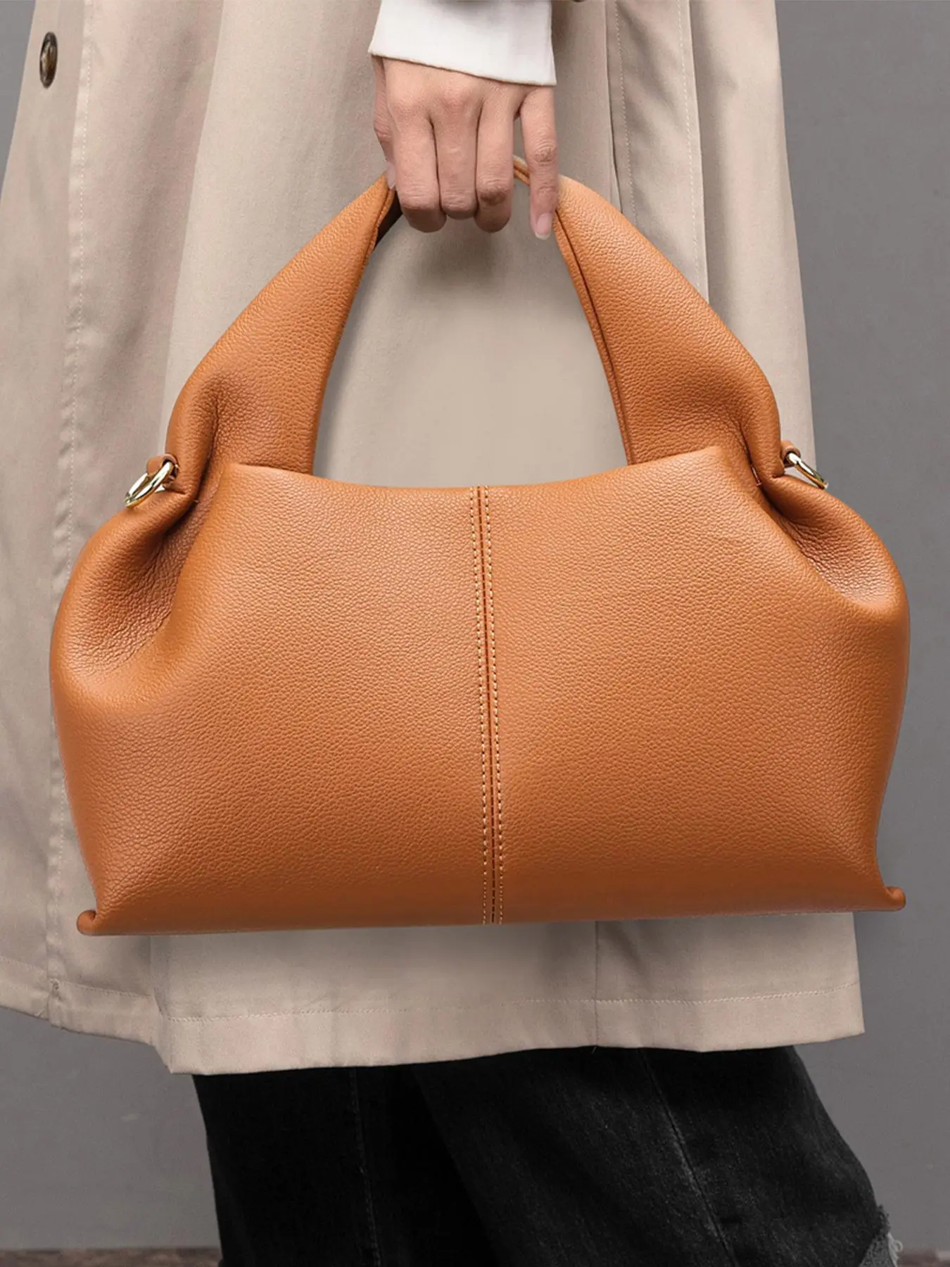 Women's Solid Color Shoulder Bag, Fashionable Large Capacity Crossbody Bag for Daily Used, Casual Trendy Versatile High-quality Daily Commuting Bag
