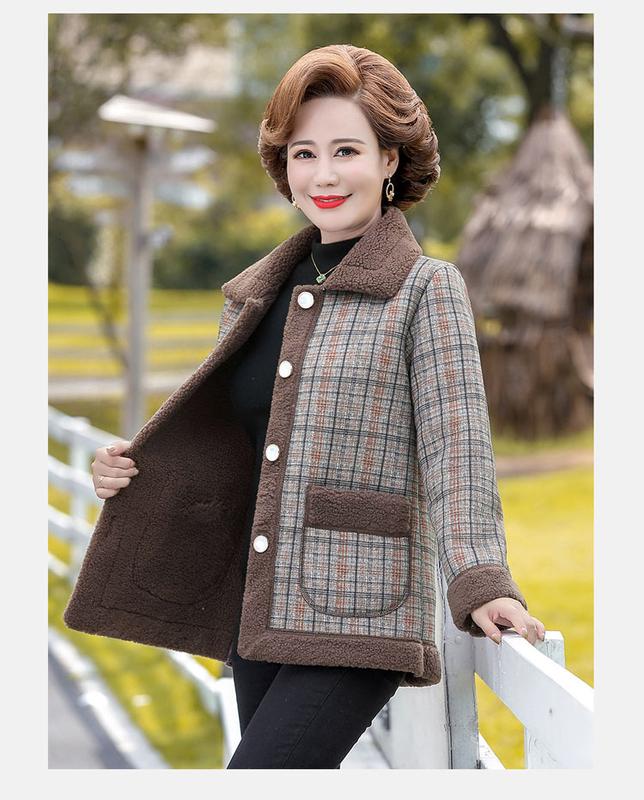 Áo khoác lót lông trung niên tặng mẹ cực ấm. lót lông ở tay Nữ Top Women Jacket