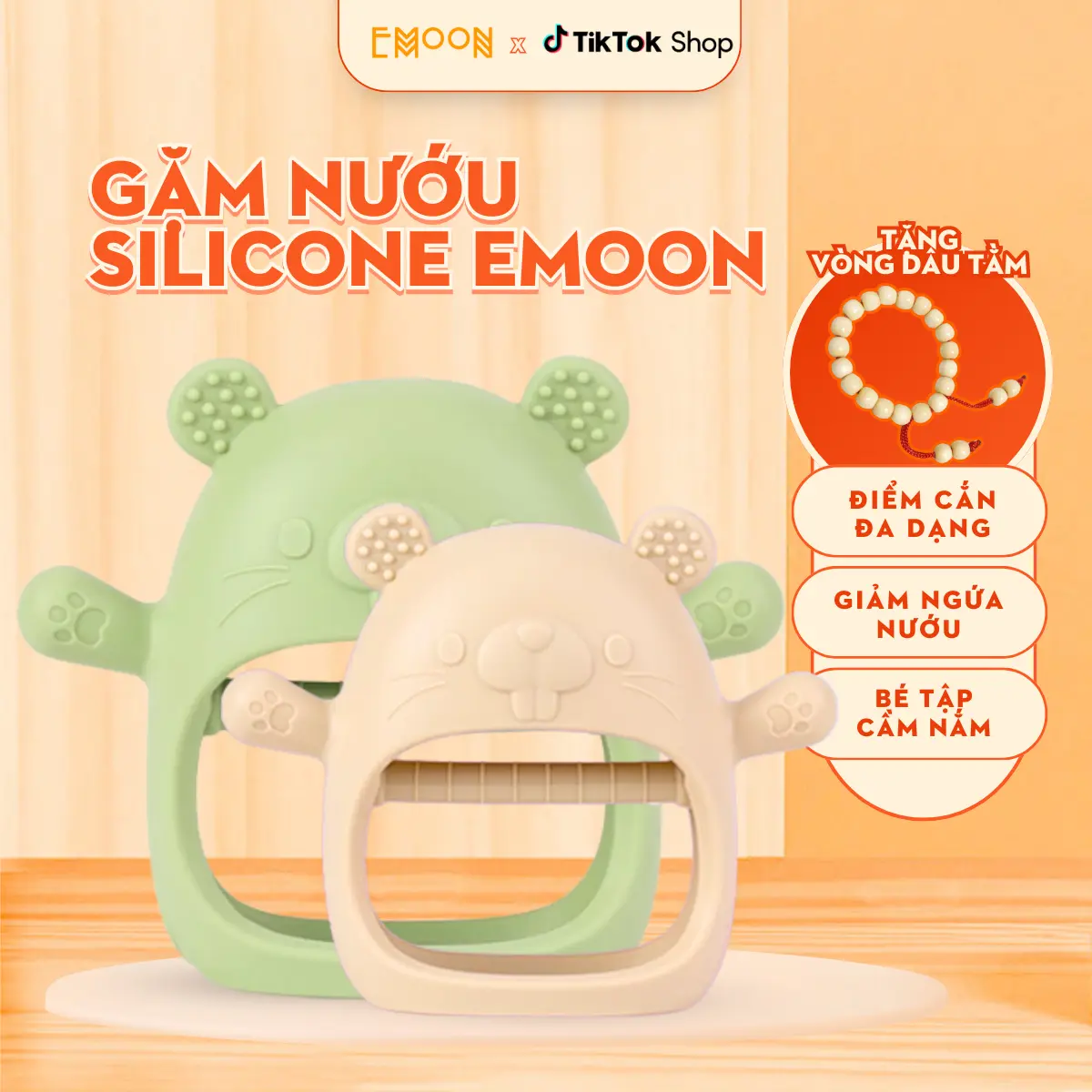 Gặm nướu silicone Emoon cao cấp cho bé siêu mềm an toàn không mùi - Đồ Chơi giúp giảm ngứa nướu an toàn cho bé (Có hộp bảo quản)