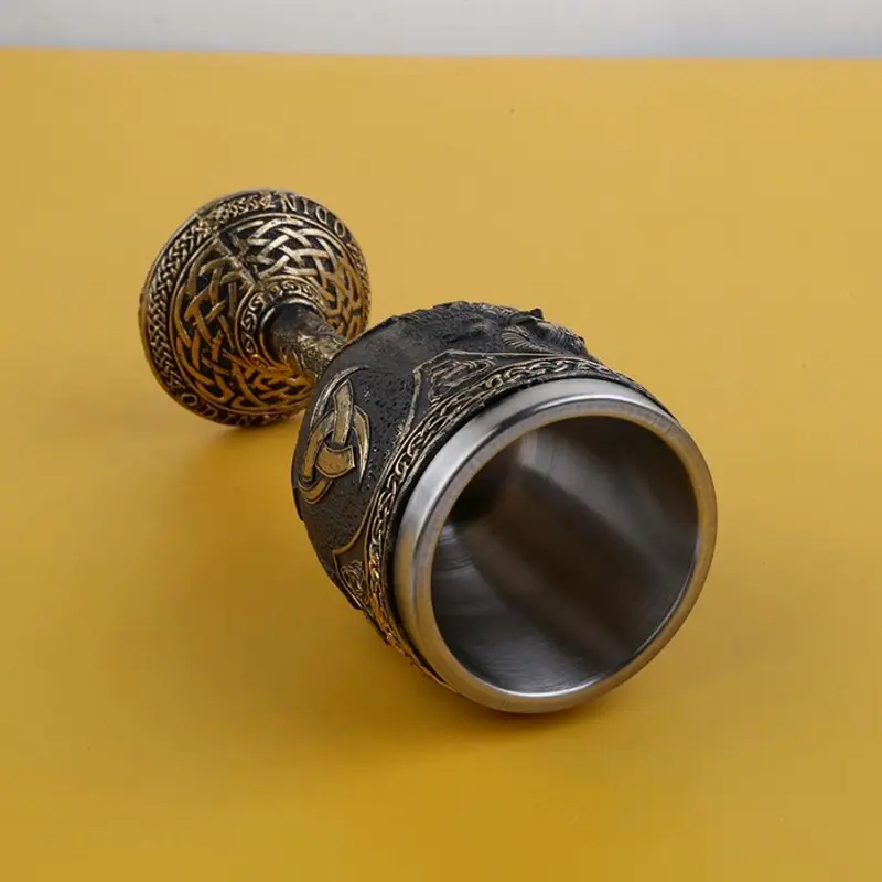 Vintage Viking Cup, 1 Count Stainless Steel Resin Cup, Creative Drinking Cup for Home Office Use, Gift for Men, Party Supplies 3