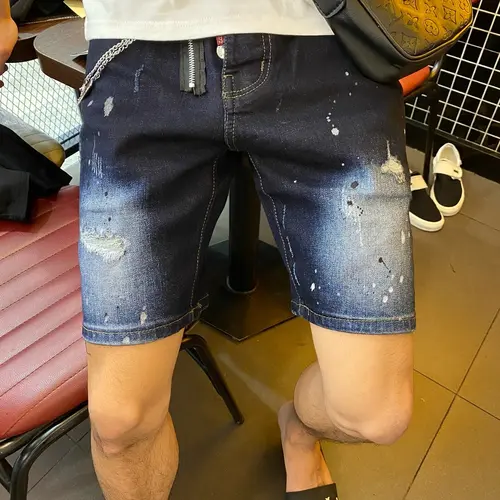 Quần short Dsq nam rách vẩy sơn tag xích