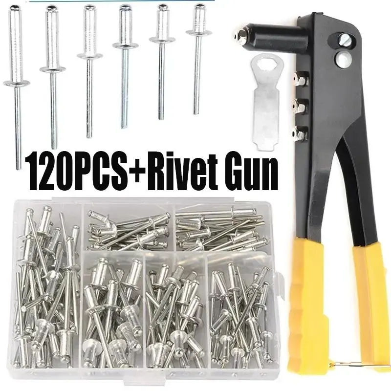 Set Rivet, 120Pcs, Tugas Berat, Pelbagai Pistol Riveter, Kit Pelbagai ...