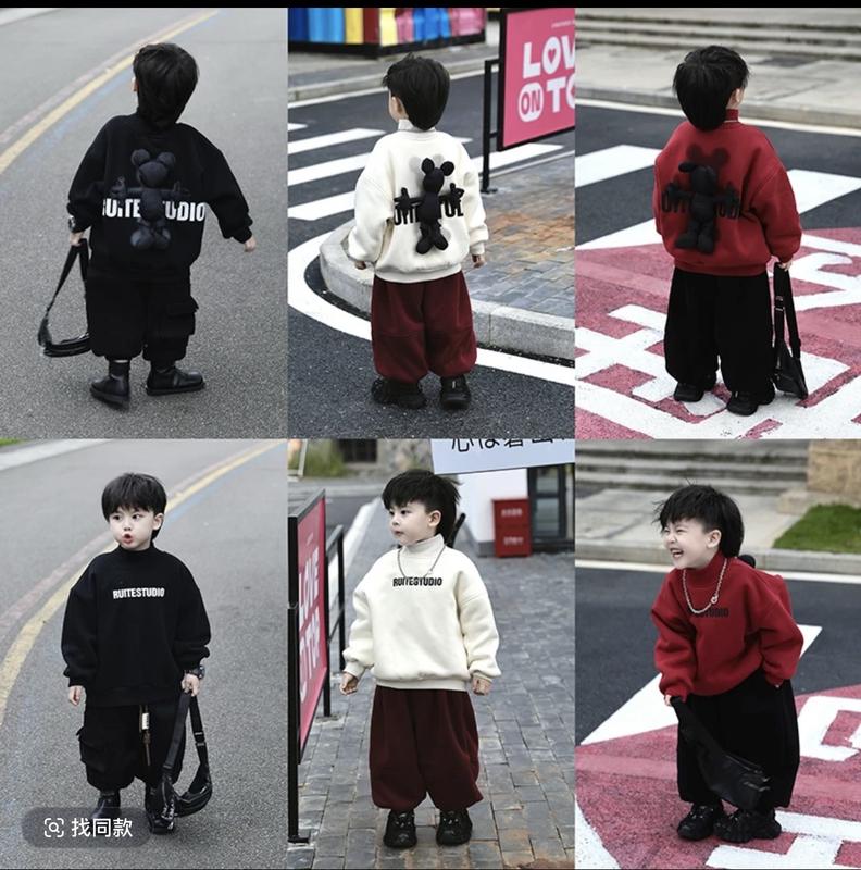 [JIMY & K Baby 10 ] ÁO NỈ LÔNG ( mua áo được tặg thêm quần nỉ vải  chất thường ) KÈM PHỤ KIỆN SAU LƯNG CHO BÉ TRAI MẶC MÙA THU MÙA ĐÔNG , CHO BÉ TỪ 10 ĐẾN 42 KG .