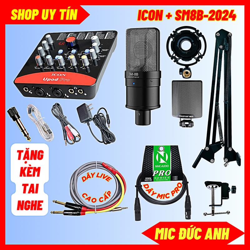 Bộ Mic Thu Âm Sound Card Icon Upod Pro Mic SM8B New Âm Thanh Hay Dễ Dàng Sử Dụng Tặng Kem Tai Nghe