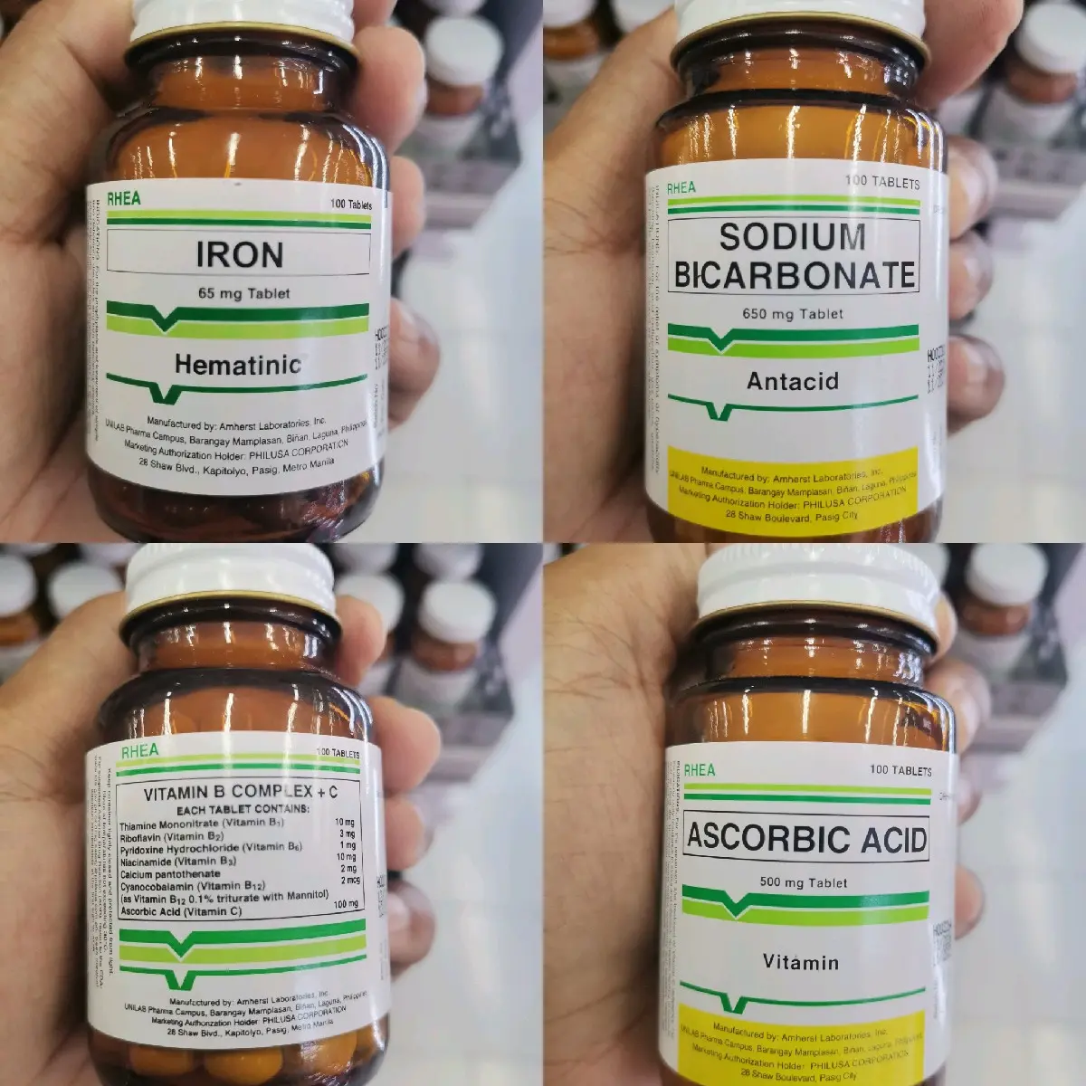 Rhea Vitamin B-Complex Plus Zinc, Iron, Sodium Bicarbonate and Ascorbic ...