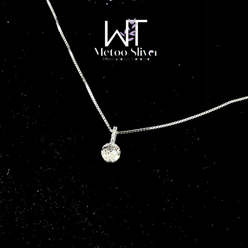 Dây chuyền bạc s925 một viên đá 6 ly sợi dây mì chống rối chống đứt - Metoosilver