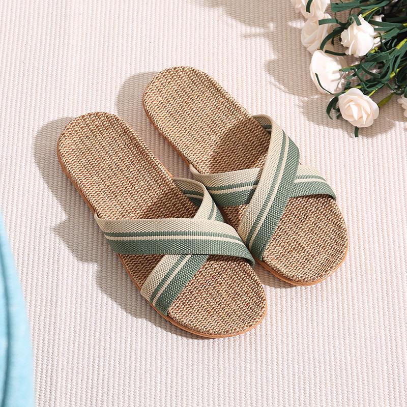 Product Introduction of Lenbychia - [Sẵn size] Dép cói quai chéo NAM phối màu basic - ứng dụng cao, văn phòng, trong nhà, đi biển - TN52 4