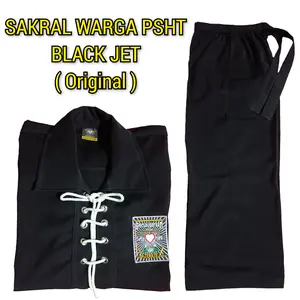 Setelan Baju Sakral Warga PSHT Jet Black Super High Twist - Blackjet Super Dewasa Katun Distro Keren Panjang Polos Hitam Pria Celana Original Jetblack