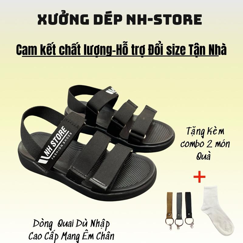 [Mẫu Mới-Phom Chuẩn Loại 1 ]  Giày Sadal Nam Nữ (3 Quai xé) Dù cao cấp. Dép Quai hậu đi học đế cao 3cm. Mang rất êm chân và được gia công rất chắc chắn Sandal Cao Su Đế Bằng [tặng kèm vớ và móc khoá] DéP