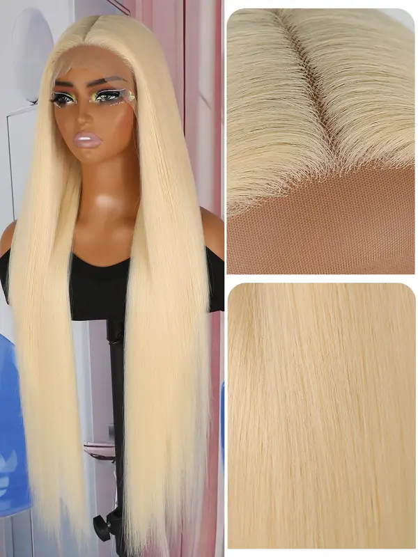 32 Inch Long Straight Wigs for Women, Gorgeous Fluffy Wigs without Bangs, Synthetic Lace Front Wigs for Party, Daily Use 4
