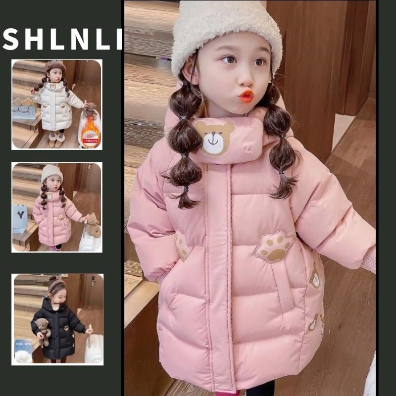 Áo áo Phao Bông, Dành Cho Bé Gái, Thiết Kế Dễ Thương, Nhung Dày, Chiều Dài Trung Bình Đến Dài, Thích Hợp Cho Mùa Thu Và Mùa Đông