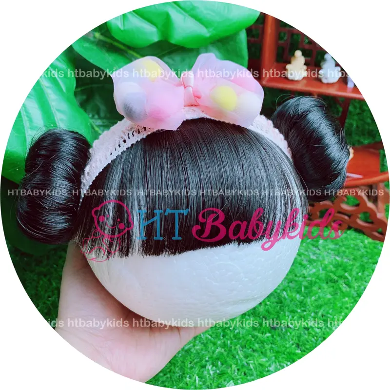 [ HÀNG LOẠI 1 ] - Băng Đô Turban Cho Bé Gái Tóc Giả Hai Bên Ren Nơ Trắng- Đủ Size Cho Bé Gái Sơ Sinh 5