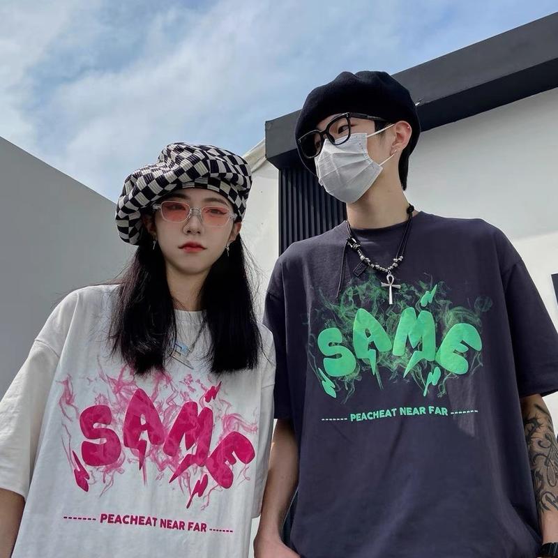 Áo thun IN CHỮ NỔI SAME áo phông nam nữ from rộng ,tay ngắn ,cổ tròn Menswear Unisex Đen