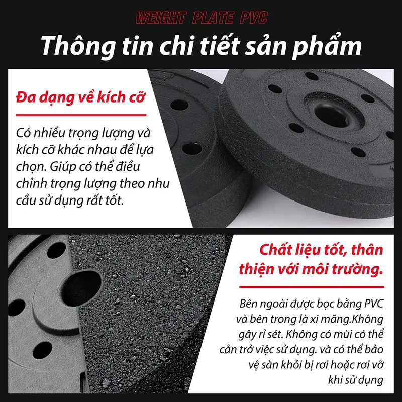 (PVC 5KG)THỂ THAO Bánh Tạ Nhựa Đặc Ruột - Tạ Miếng Nhựa - Sẵn Kho Giao Liền tạ  hợp 8