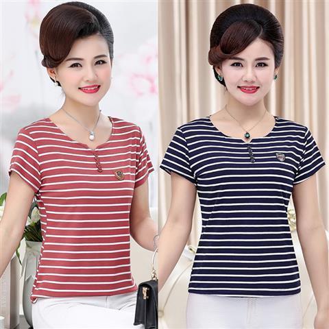  Quần Áo Nữ Trung Niên Áo Thun Ngắn Tay Sọc Dành Cho Phụ Nữ Từ 40-50 Tuổi Làm Bằng Bông Áo Nỉ Lót Bán Chạy Năm 2023 Hàng Mới Về 