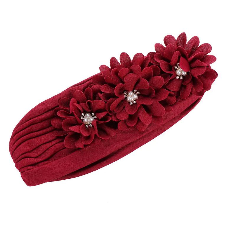 Product Introduction of Fashion Women Diamonds Flower Turban Cap Soild Color Muslim Headscarf Bonnet Inner Hijabs Arab Head Wraps Hat 17