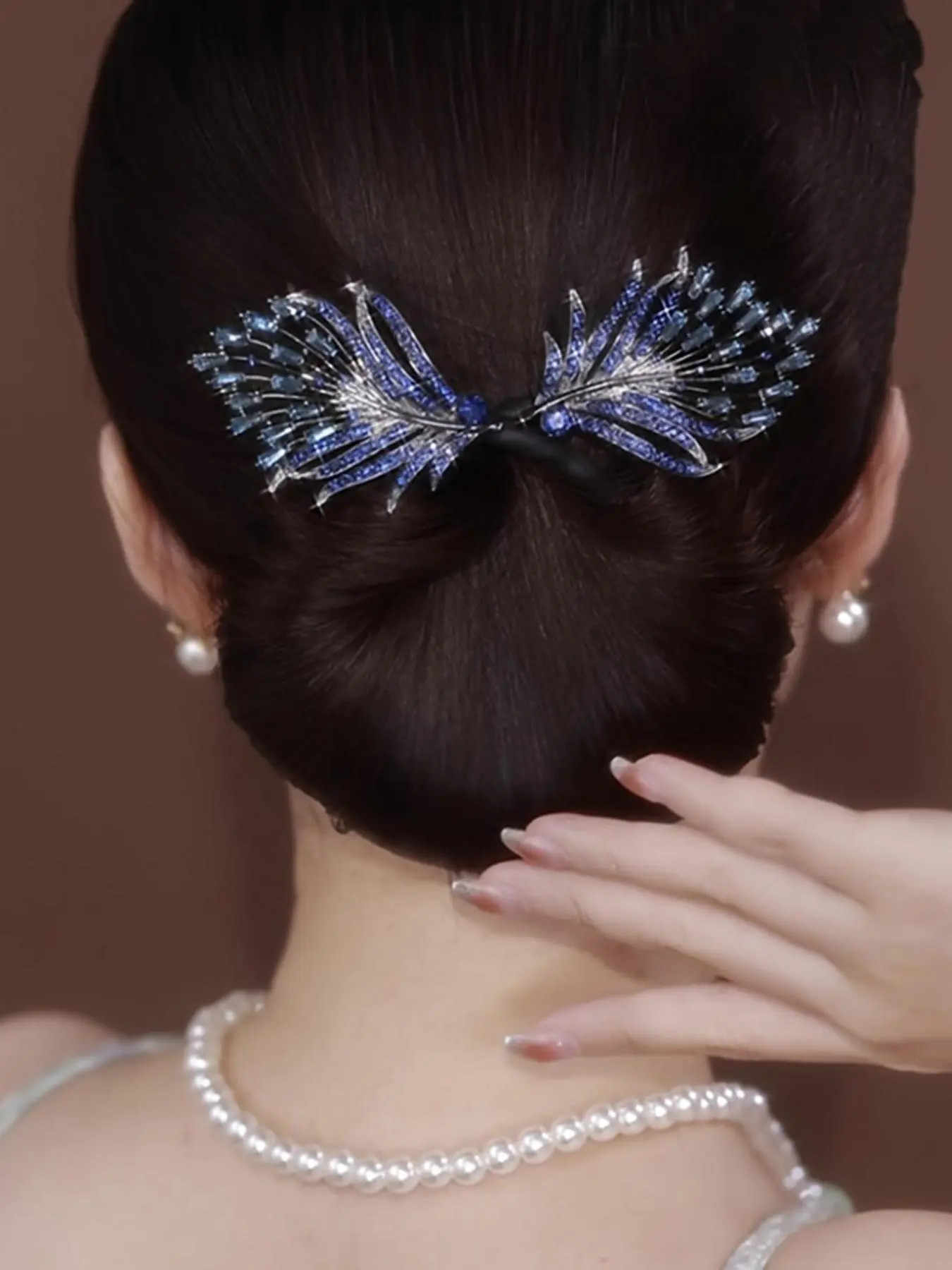 Elegant Style Feather Design Hair Curler, Rhinestone Decor Hair Clip, Fashion Hair Accessories for Women & Girls