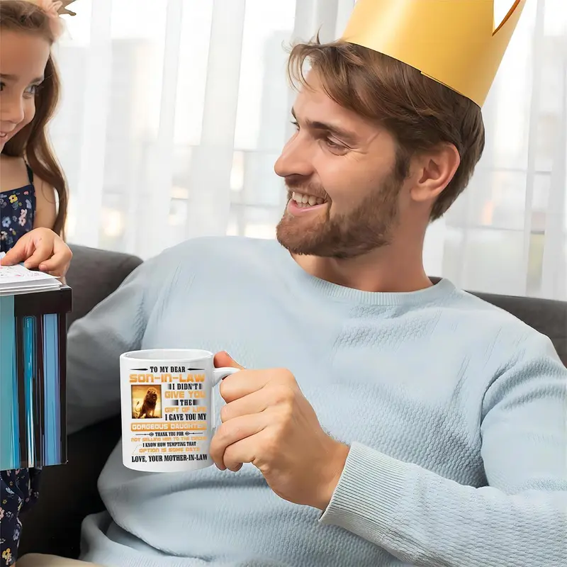 11oz Mug, 1 Count To My Son in Law Funny Letter   Heat Resistance Coffee Mug with Handle, Birthday Anniversary Wedding Gift for Son in Law 2