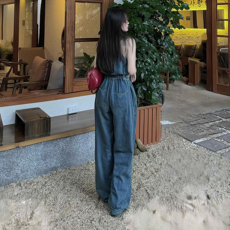 Jum quần nữ thiết kế cổ yếm phối dây thoắt eo dáng dài ống rộng sang chảnh dành cho các nàng diện đi chơi, đi tiệc Women 5