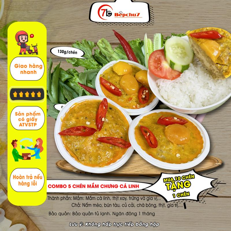 COMBO 5 chén mắm chưng cá linh miền Tây tiện lợi, thơm ngon vừa vị 130g/chén-  Food hơi cay Gia Vị thịt kho  mắm ruốc