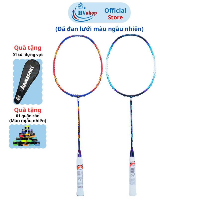 Vợt Kawasaki Passion P23 đỏ, xanh, Vợt cầu lông chính hãng tặng cước căng sẵn 10.5kg màu ngẫu nhiên, tặng 01 quấn cán, tặng túi đựng vợt, BH 03 tháng - HVShop Cán Vợt Sport