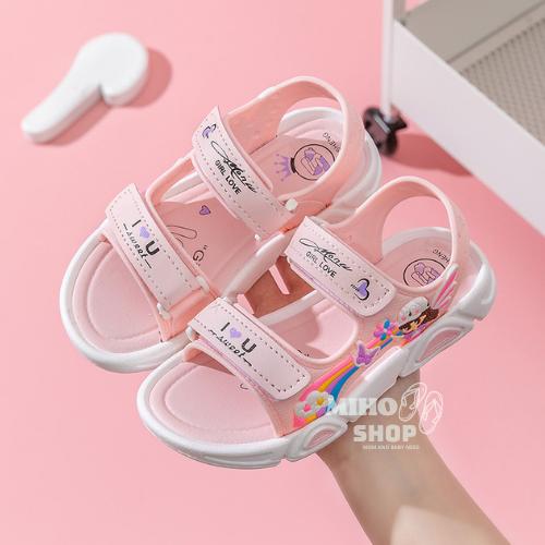 Dép Sandal Quai Dán Đế Mềm Màu Cầu Vồng Đơn Giản Thời Trang Mùa Hè Cho Bé Gái 3