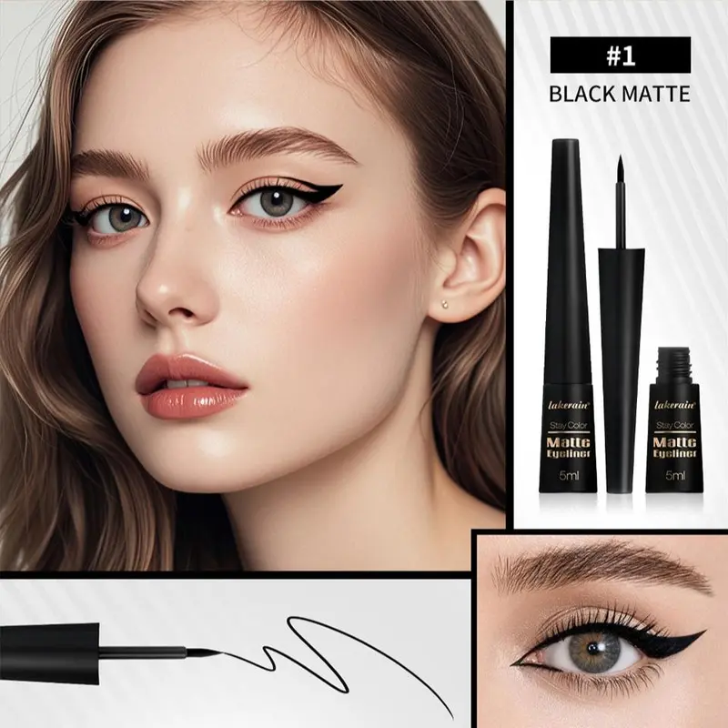 Long Lasting Liquid Eyeliner, 1 Count Matte Quick Drying Waterproof Eyeliner Pen, Professional Daily Makeup Accessories, Eye Makeup Products 3