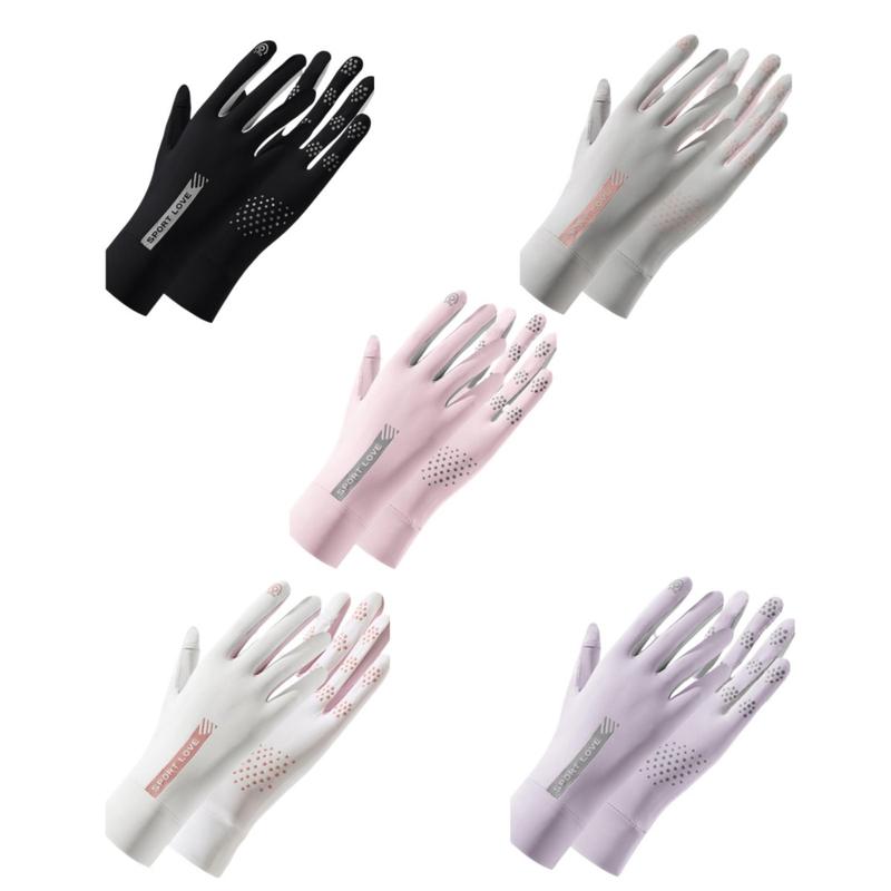 Women's Letter Print Sun Protection Gloves, Breathable Comfortable Sports Gloves for Cycling, Outdoor Sports Accessories for Women & Girls 0