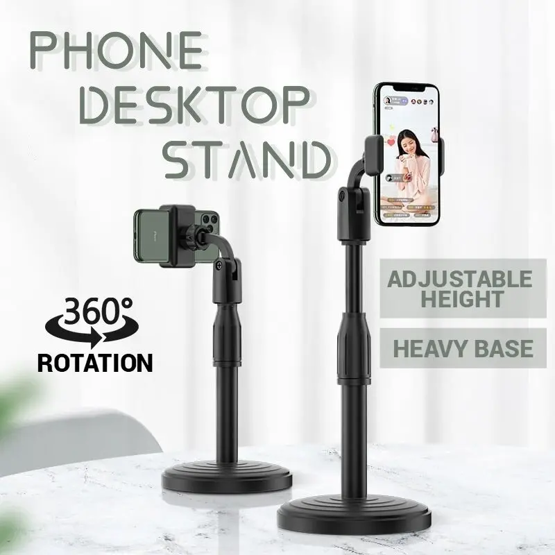 Pendirian Desktop Telefon Bimbit, Pemegang Boleh Laras Teleskopik Mudah Alih Sejagat, Klip Tangan, Pendirian Meja, Sesuai untuk Siaran Selfie Langsung