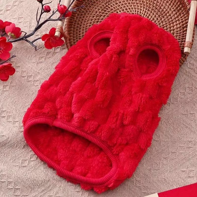 Product Introduction of [ 67k Positive Reviews] Cat New Year Clothes Red Festive Ragdoll Blue Cat Golden Shaded Autumn Winter Warm Fleece Pet Dog New Year Outfit 7