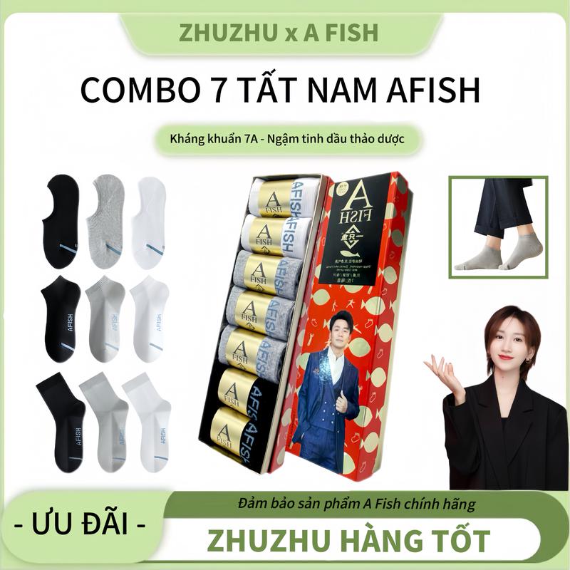 Tất Cổ Điển AFish, 7 Cặp, Dành Cho Nam, Kháng Khuẩn, Không Mùi, Bảo Vệ Sức Khỏe, Vừa Vặn Thoải Mái