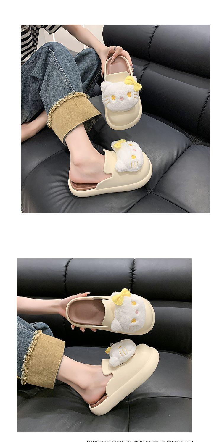 Product Introduction of Búp Bê Mèo Kitty Hoạt Hình, Thiết Kế Dễ Thương, Kiểu Dép Lười Nửa Ngón Chân, Dành Cho Nữ, Thích Hợp Cho Mùa Hè, Có Thể Mặc Ngoài Trời, Hàng Mới Về 2024, Dép Đế Chống Trượt 21
