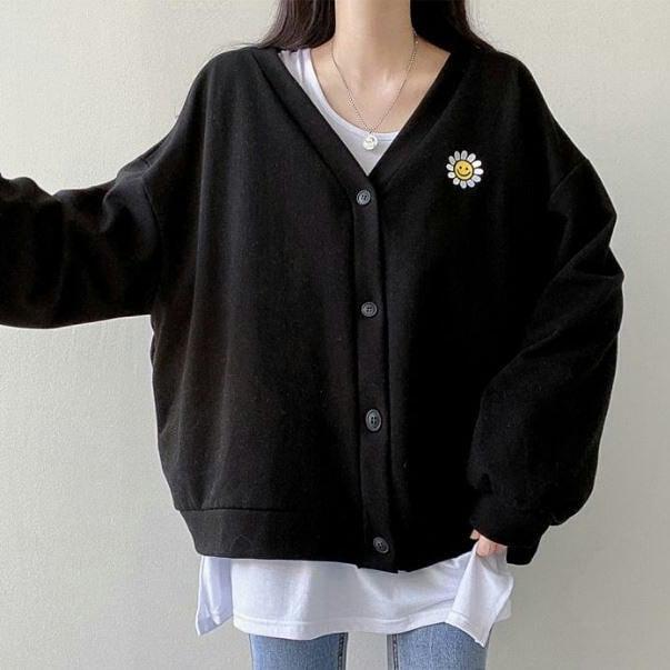 DAISY FLOWER BORDIR CARDIGAN - CARDIGAN WANITA OVERSIZE BORDIR - KOREAN STYLE Baju Bandung 1