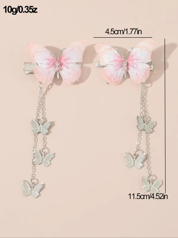 Women's Elegant Rhinestone Decorated Butterfly Design Hair Clips, Exquisite Trendy Hollow Out Butterfly Hair Clips, Fashionable Hair Accessories for Daily & Party Decoration 1