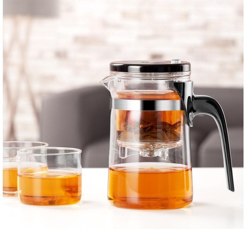 Bình Lọc Trà Thủy Tinh Lõi Lọc Có Van Khóa 750ml - Ấm Trà Thủy Tinh Chịu Nhiệt Có Lọc Trà