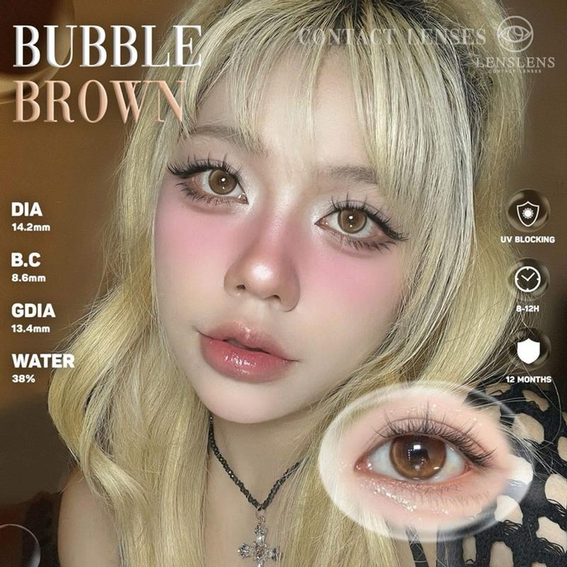 Lens Mắt Kính Áp Tròng Nâu Viền Bong Bóng Bubble Brown 14.2