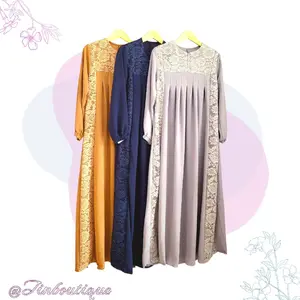Shenna dress / shenna gamis / gamis brukat / gamis cringkle Muslim Wanita Crinkle  Airflow  remaja  Lebaran  mewah  Maxi  Syari Muslim Wanita Crinkle Airflow Maxi princess dress gamis brokat