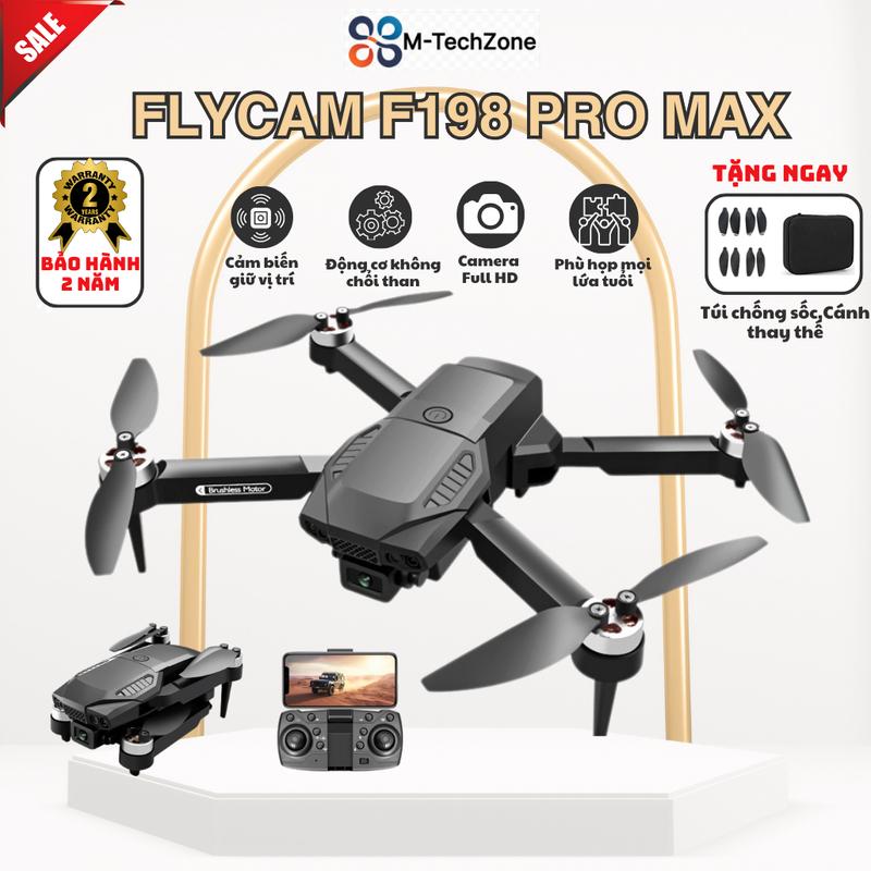 Máy Bay Điều Khiển Flycam F198, Flycam Dành Cho Người Mới Chơi Với Động Cơ Không Chổi Than Bền Chịu Mọi Va Đập, Camera 4K Nét Nhào Lộn 360 Độ, Quay Phim Chuyên Nghiệp Chụp Ảnh Drone Phụ Kiện f198 flycam